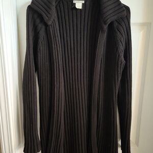 J. Crew Black Ribbed Cardigan Sweater